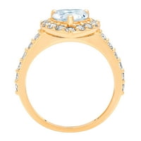 2.03ct srce rez plavi simulirani dijamant 18k žuti zlatni ugraving izjava bridalna godišnjica angažman