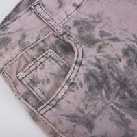 Ženske Jeans Tip Dye Ispiši hlače Teretni džepovi High Sheik Odmor na plaži Rad slobodno vrijeme Labavi