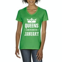 - Ženska majica s kratkim rukavima V-izrez - rođendanski poklon kraljice rođeni su u januaru