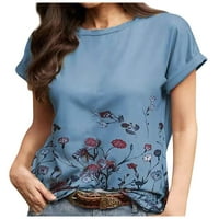 Ženske košulje Žene okrugli vrat Bluza s kratkim rukavima Modna cvjetna tiskana majica Labavi fit vrhovi