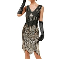 Ženska haljina bez rukava bez rukava 1920S Sequin perlanska noćna noćna haljina haljina kratka haljina