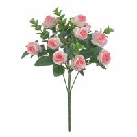 Temacd umjetni cvijet Fau svileni cvijet realističan vizualni efekt lažna ruža za domaću svjetlost ružičasta
