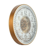 Kućna namještaja 32 Bijeli i smeđi klasični vintage zupčanik okrugli zidni sat sa izrezom Roman