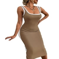 Lesimsambene ljetne haljine, patchwork u-izrez elastični tanak fit uske bodycon suknja za žensko