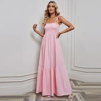 Ljetne haljine za žene bez rukava čvrstog seksi gležnja duljina maxi halter haljina ružičasta s