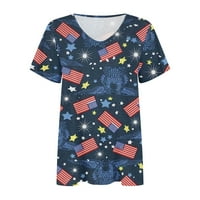 USA Dan nezavisnosti 4. srpnja Majica Američka patriotska odjeća za žene Udobna bluza za ispis V-izrez