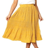 Ženska modna duga suknja elastična pojasa cvijeća tačkica Ispis plutana ležerna a-line suknja sa džepom