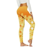 Žene Ležerne prilike uskim visokim strukom Sportske hlače Bee Festival tiskane tajice narandžasti xl