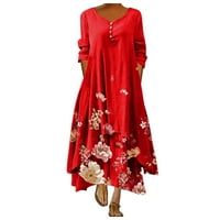Ljetne haljine za žene ženski povremeni cvjetni tisak dukserski s dugim rukavima, labava nepravilna