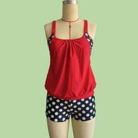 Cheeky bikini setovi za žene modni okrugli dot ispis prsluk suknje kupaći kosiju bikini boxer plus size kupaći kostim crveni xxxxxl