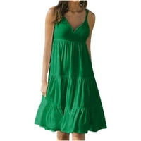 Haljina za žensku ljetnu haljinu odmora za odmor Elegantna čvrsta boja V izrez špagete remed zasebne