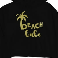 Plaža Babe Palm Tree-Zlato Žene crno obrezivanje Hoodie Modern