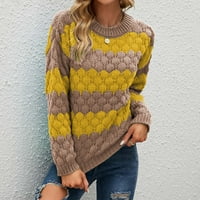 Dugi rukav ležerni pulover pulover za žene Trendi prugasti blok u boji tiskani posadni vrat pletene