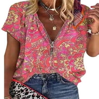 Ženska majica kratkih rukava majica sa patentnim majicama Loungewer Tunic Bluza Labavi ljetni vrhovi