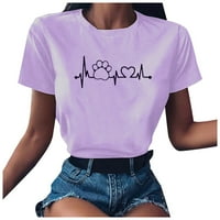 Košulje za žene Ženska modna majica Ležerne prilike kratkog rukava od tiskanih vrhova Purple XL