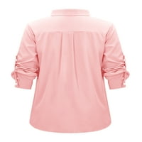 Grianlook Žene vrhovi majice rever s majicama dolje elegantna bluza dugih rukava, ležerne kostivne boje