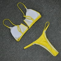 GDFUN Ženska ljetna modna seksi čvrsta boja V-izrez Halter bikini kupaći kostimi kupaći kostimi