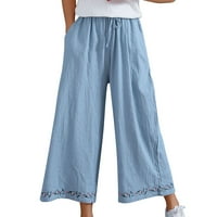 Dianli ženske hlače široke noge modne dame Srednja odjeća pamučna posteljina elastična nacrtavina prevelika