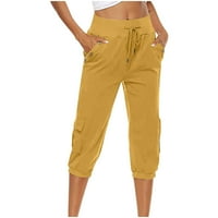 Samickarr Capri hlače za žene Ljetne crtež kargo hlače Elastični struk casual caprit joggers labavi