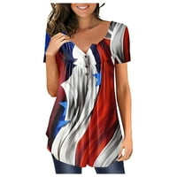 MLQIDK Američka košulja za zastave Weons za gamaše 4th jul Majice kratkih rukava Botton up casual ruched