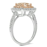 2.16ct Princess Cut Champagne Simulirani dijamant 18K Dok je godišnjica ruža Gold Angagement HALO prstena