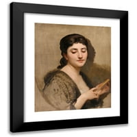 William Bouguereau Crni moderni uokvireni muzej umjetnički print pod nazivom - mlada žena sa ventilatorom