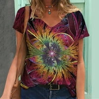 Bigersell Loose T majice za žene modne žene V-izrez bluza s kratkim rukavima majica Ljeto tiskovina
