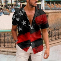 Hanas muške košulje američke američke zastave sa kratkim rukavima V izrez na plaži košulju na plaži niz ljetne majice na otvorenom