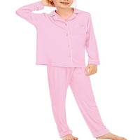 Bomotoo Kid Girl Pijamas set Solid Color Loungewear Dugme-down Noćna odjeća Labavi lounge odijela Početna
