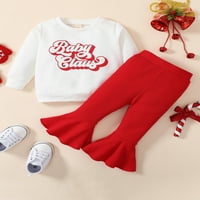 Binweede Toddler Djevojka Božićne odjeće, pulover s dugim rukavima i postavljene hlače s rebraste