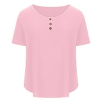 Ženska casual labava čvrsta kratkih rukava za bluze kratkih rukava majica majica Pink xxl