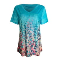 Strunđati Moda Ženska labava ljeto tiskana s kratkim majicama s kratkim rukavima V-izrez Maxi haljine