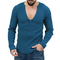 Entyinea zimski muškarci džemperi plete pulover Ležerne haljine s dugim rukavima Slim Fit džemperi plavi