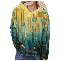 HFolob dukseri za žene Ženske trendi labave dukseve dugih rukava gradijentna patchwork pulover s kapuljačom