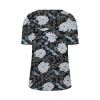 Ženski ljetni vrhovi labavi fit v izrez duhove majice majice casual slatke cvjetne majice kratkih rukava