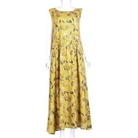 Ženske haljine Ljeto bez rukava plus veličine boemski O-izrez cvjetni print vintage dugi maxi casual