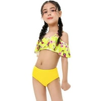 Zkozptok Baby Girls 'Dvije kupaće kostime majke kćeri kupaći odijelo za djecu bikini, kupaći kostimi, žuti, 6- godine