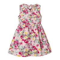 Akiirool haljine za djevojke Djevojke Ljeto ruffle haljina s rukavima Crewneck A-line Casual pamučne haljine
