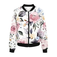 Proljetne kauzalne jakne za žene s dugim rukavima grafički grafički print Zip Up SportSpearska odjeća
