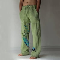 jsaierl labave pantalone za muškarce ptice print pamučne posteljine hlače nacrtavaju joga plaža Duks