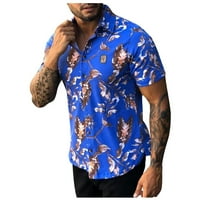 Simplmasygeni muške vrhove Ljeto caljevina kratki rukav lapeli Havajska majica s labavom rukavom kratkim