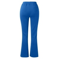 Cleariance ženska modna ležerna temperatura Čvrsta boja pletena mikro vučna pantalona plava m
