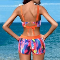 Žene kupaće kostimi Vintage kupaći kostim Retro Halter Ruched High Squik tiskani bikini set