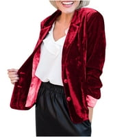 Scyoekwg Ženske jakne Moda ugodno retro dugih rukava Velvet Solid gumdove Poklopni jaknu Kardigan Kapute