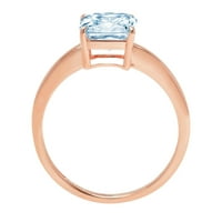 2.5ct Asscher Cut Prirodni švicarski plavi topaz 18K ružičasto zlato Angažovanje prstena veličine 3,75