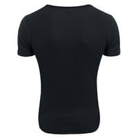 CACOMMARK PI muški patentni zatvarač Ljeto u boji Slim Fit V-izrez Kratki rukav T-majica Crna