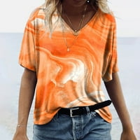 ROVGA ženske majice Summer Casual akvarelor ispisani labavi kratki rukav V izrez Top grafički grafički