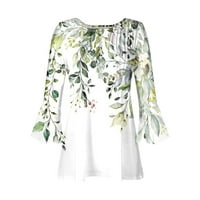 Ženski ljetni vrhovi Ženska ljetna casual moda V-izrez Biljka cvijeta Print tri četvrtina majica majica