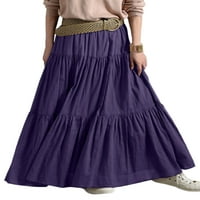 Capreze Dame Midi suknje A-line suknje od pune boje Boho High Squik ljubičasta 2xl