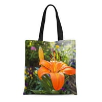 Platno tota torba narančasto cvijeće Tiger Lily cvjetna priroda za višekratnu torbu za ponovnu upotrebu